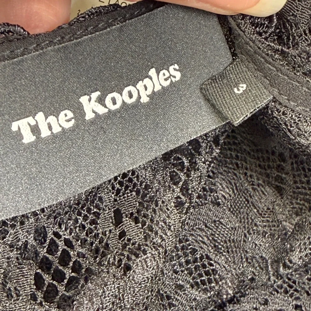 The Kooples Black Snakeskin Lace Fit Flare Dress FR1635 BLA01 Size 3 L - Picture 2 of 10